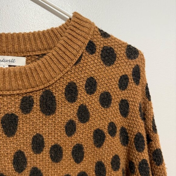 Madewell Leopard Dot Sweater-Dress S Brown & Black Merino Wool Blend - Picture 2 of 6